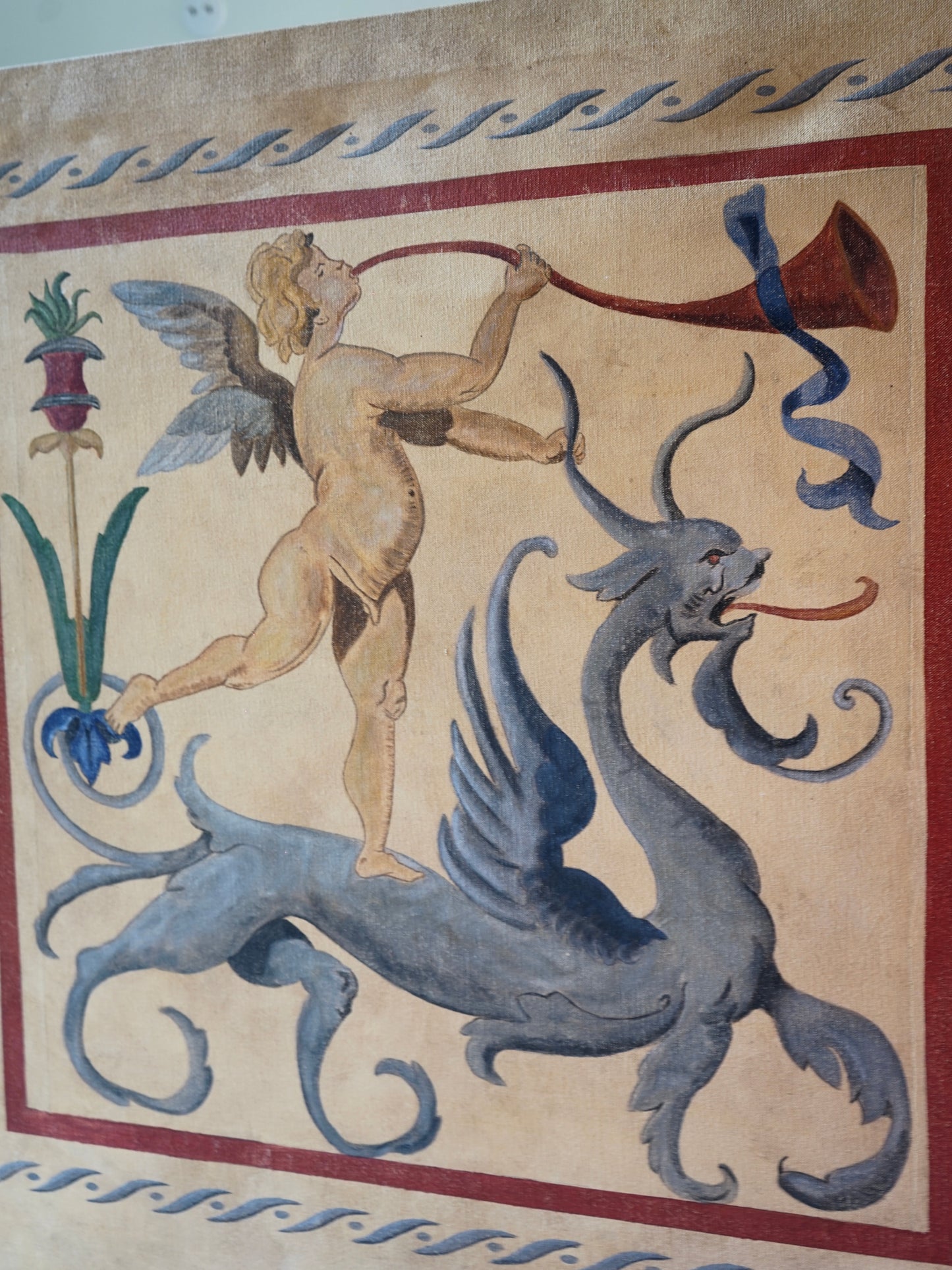 Huile sur toile à décor de grotesque