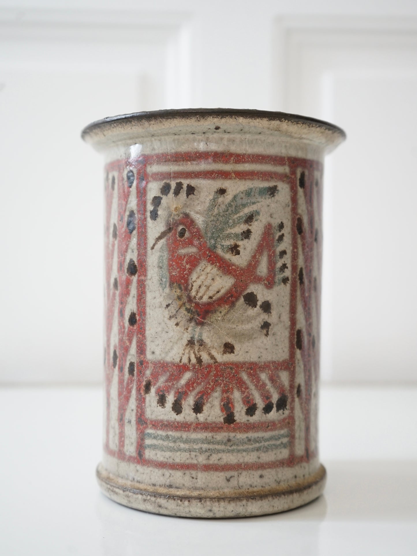 Vase en grès à décor de Coq, Atelier du Mûrier