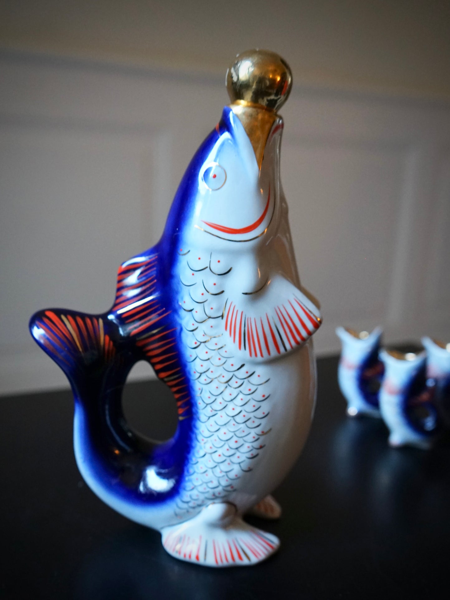 Service à vodka en porcelaine, URSS années 70.